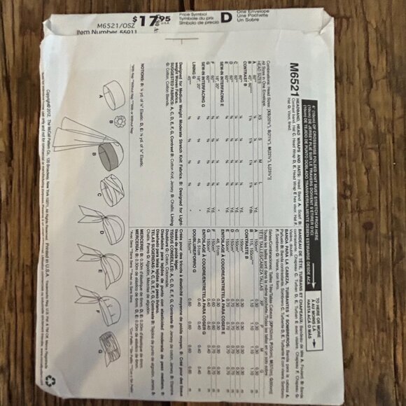 McCall's Fashion Accessories Pattern M6521 ~ Misses Headband ~ Headwraps… - Picture 2 of 2